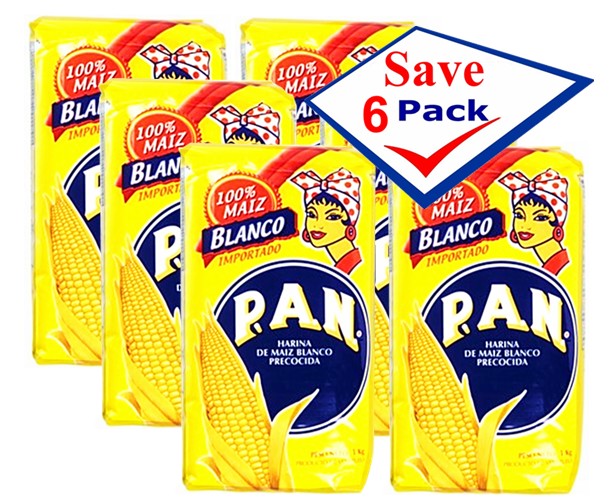 Harina P.A.N Pre-Cooked White Corn Meal 2.3 lbs Pack of 6